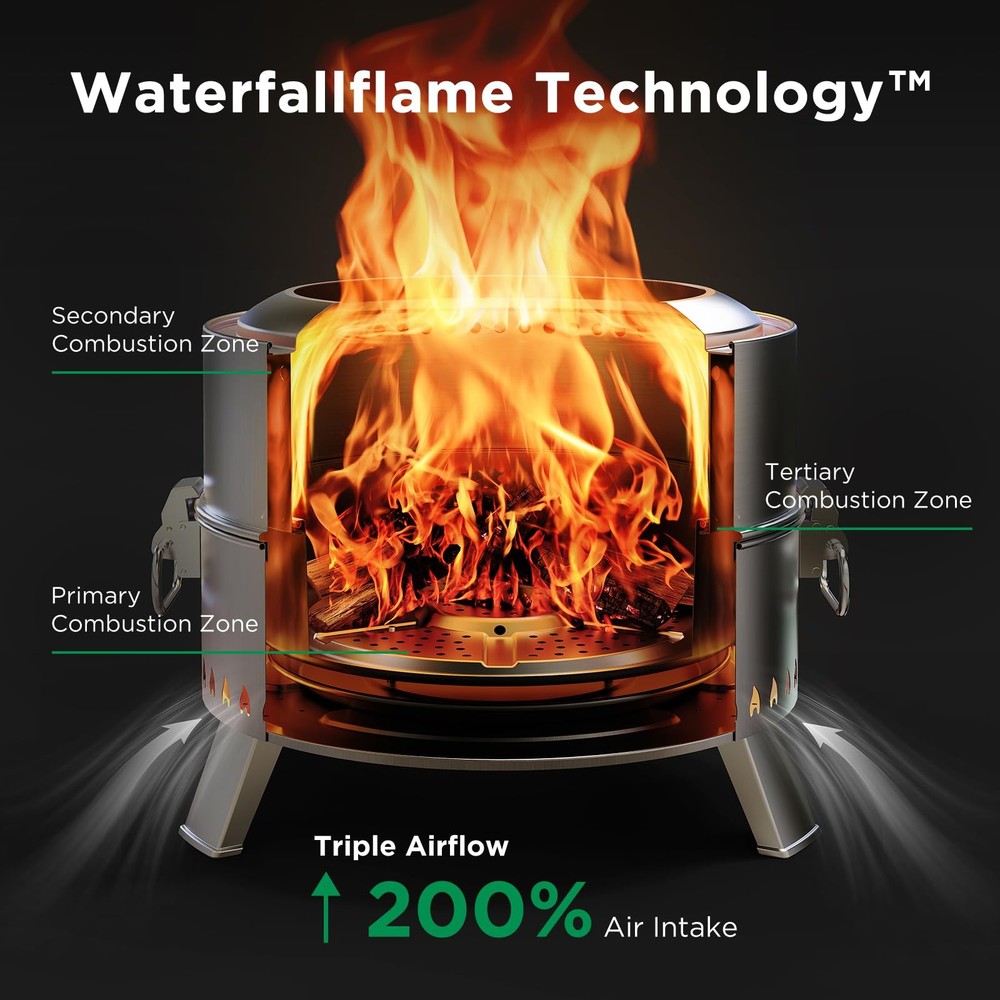 Smokeless Firepit, 21 Inch Fire Pit for Outside with Patented Technology, Lar...