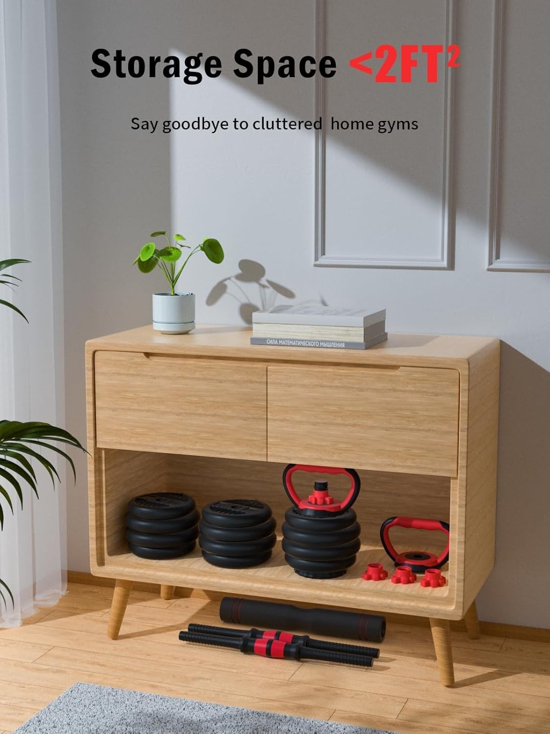 Space-Efficient 4-in-1 Adjustable Dumbbell Set (20-80lbs) - Ideal for Home Use