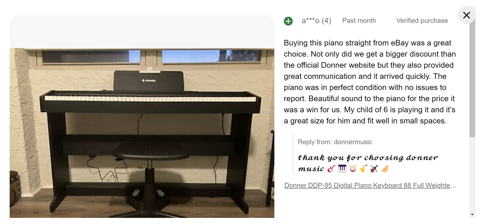 Donner DDP-95 88-Key Weighted Digital Piano with Stand Pedal