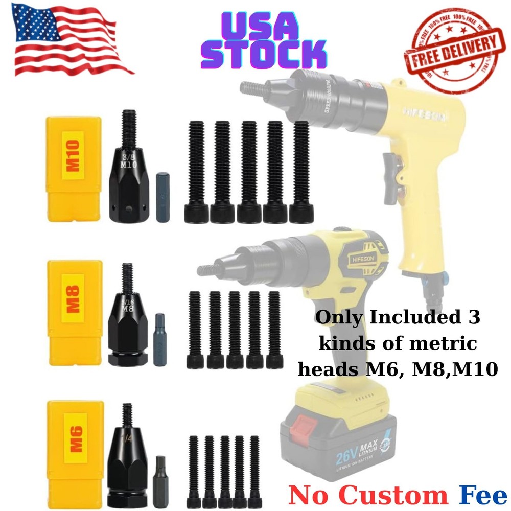 Pneumatic Self-Locking Rivet Nut Gun Head(Replacement Mandrel Each 5pcs) for ...