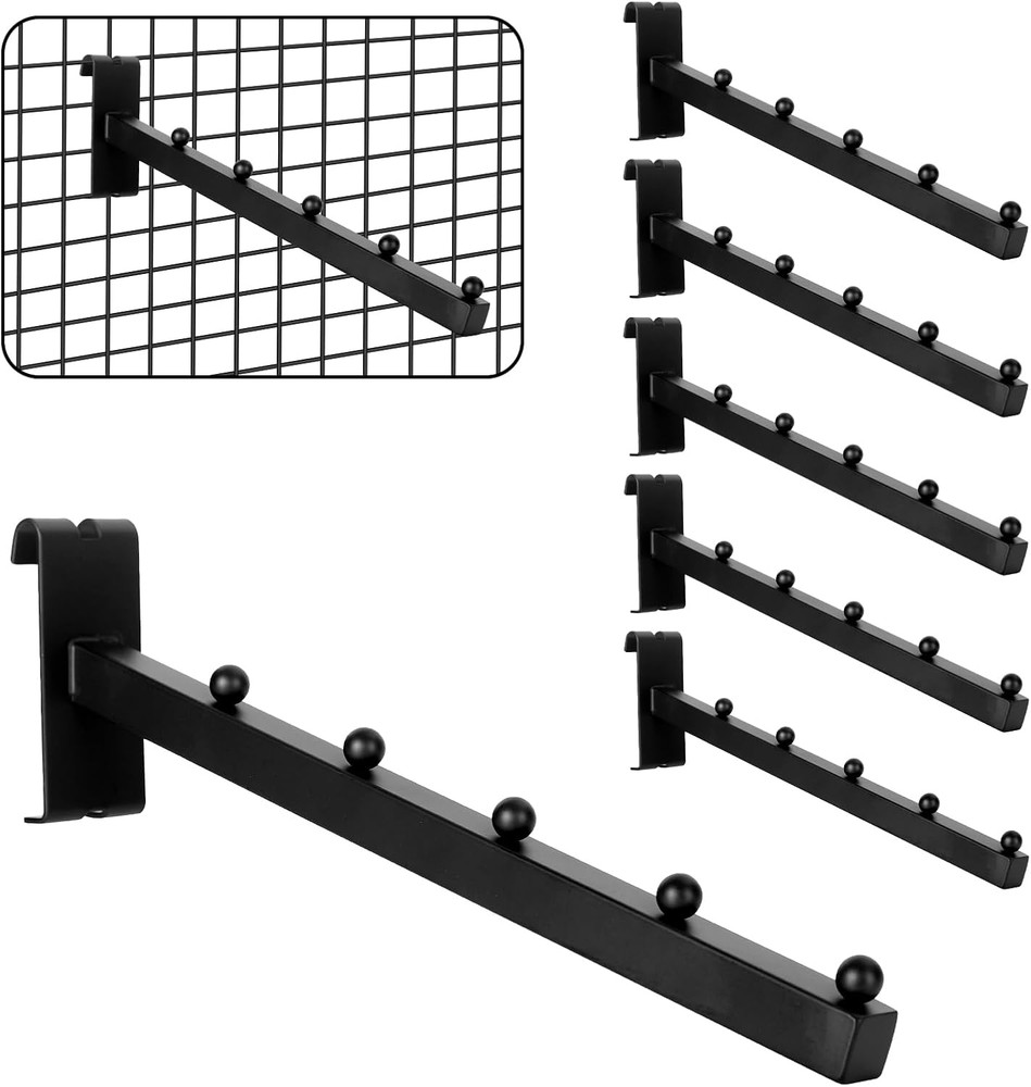 6 Pack Gridwall Waterfall Hooks 5 Ball 12" Gridwall Clothes Hanger Gridwall Wire
