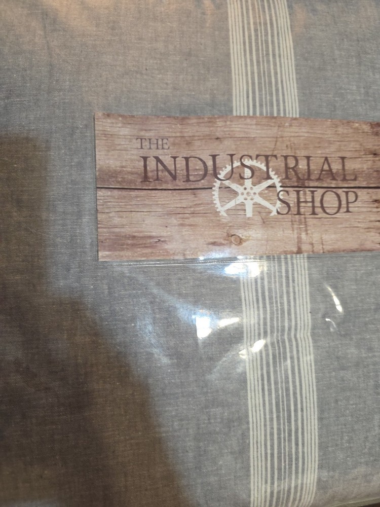 Industrial Shop Stripe Grey Queen Comforter Set