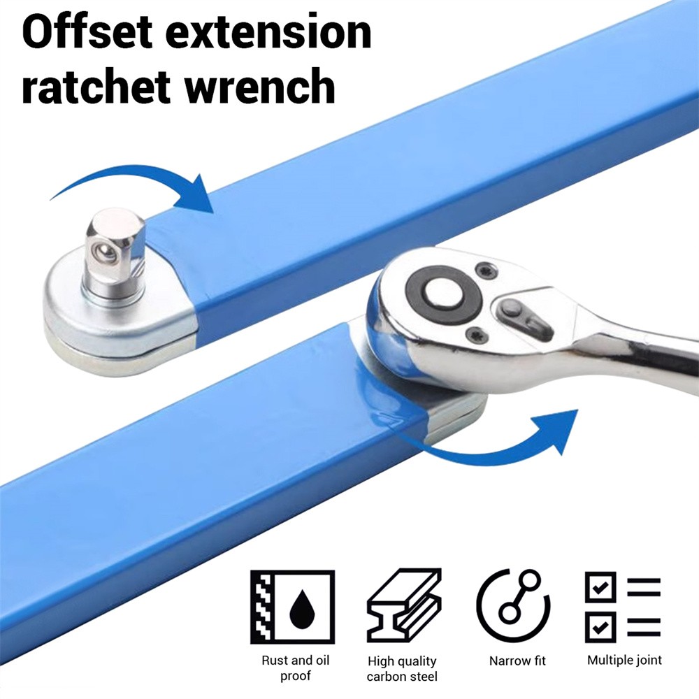 2 Pack Offset Extension Wrench Set Ratchet Spanner Wrench with Extender Adapter