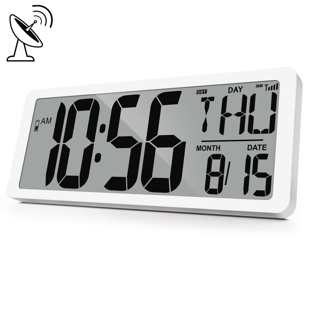 Atomic Clock 15" Digital Wall Clock Battery Operated Atomic Wall Clock Large ...