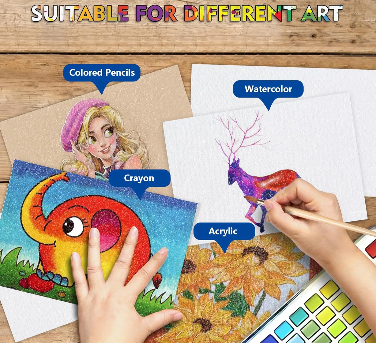 64 Sheets Cotton Watercolor Paper 140LB/300GSM Thick Off-White Cold Press Paper