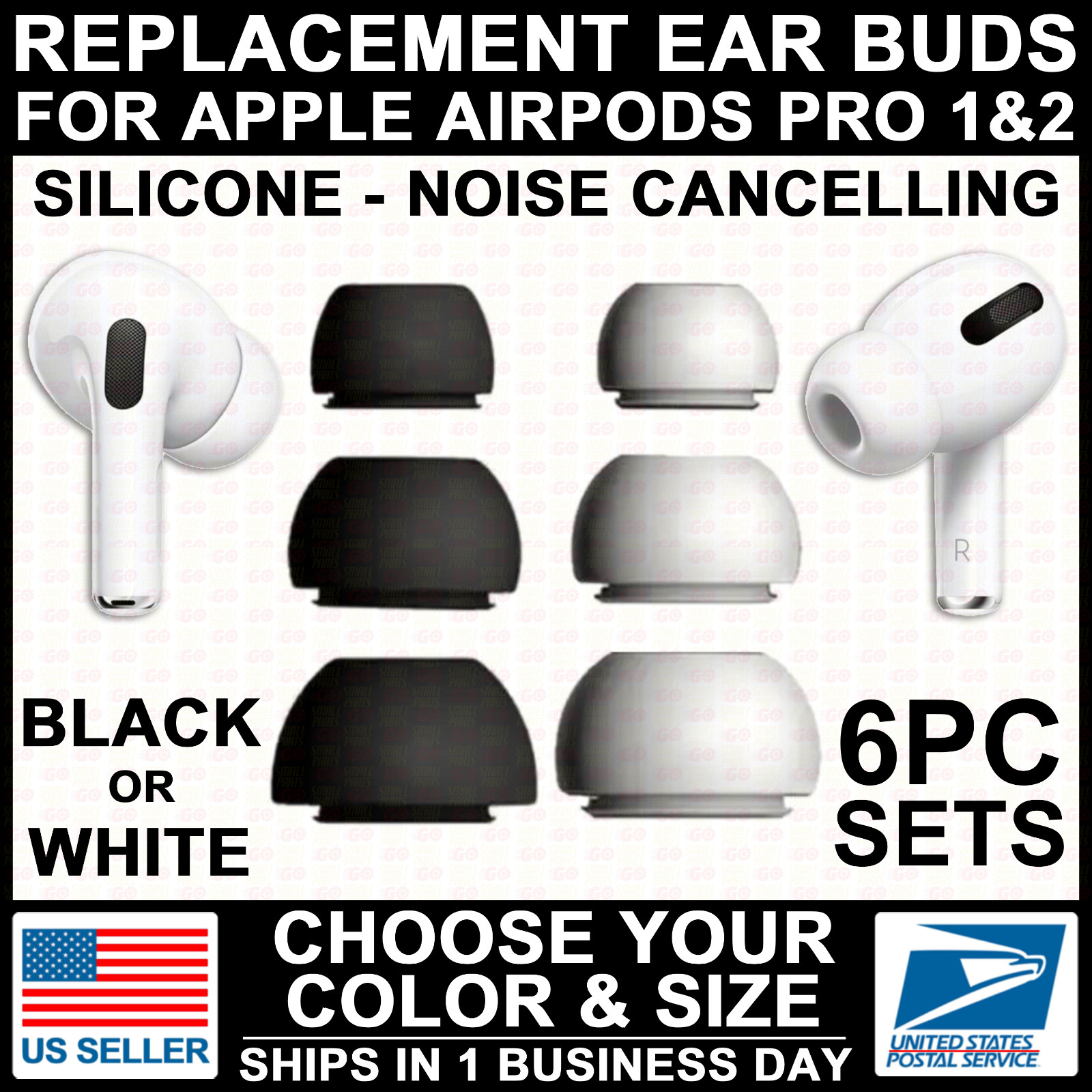 3-PAIRS Ear Bud Tip For Apple AirPod Pro 1&2 Replacement Silicone Rubber X/S/M/L