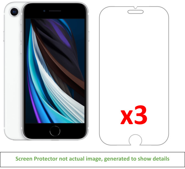 3x iPhone SE 2nd Gen(2020)/3rd Gen Screen Protector w/ cloth