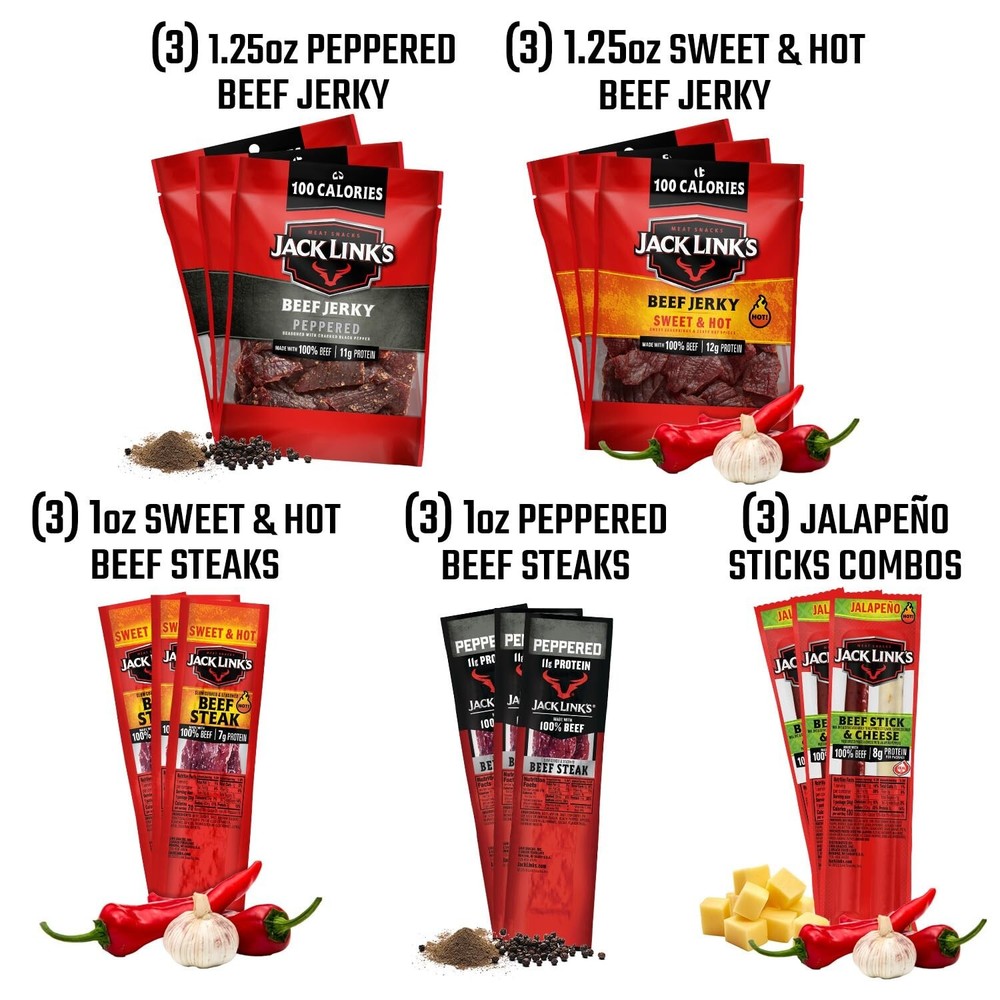 Jack Link's Spicy Beef Jerky Gift Basket Variety Pack - Includes Beef Jerky, Mea