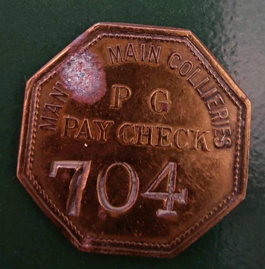 Manvers Main Colliery Pit Check marked Manvers Main Collieries PG Pay Check 704