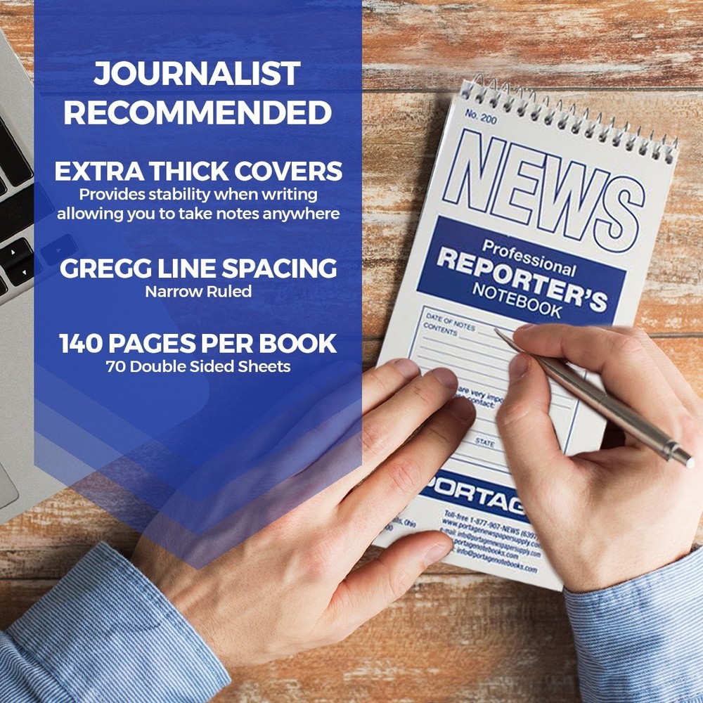 Reporters Notebook – Top Bound Spiral Pocket Notepad, Steno Note Book, Perfec...