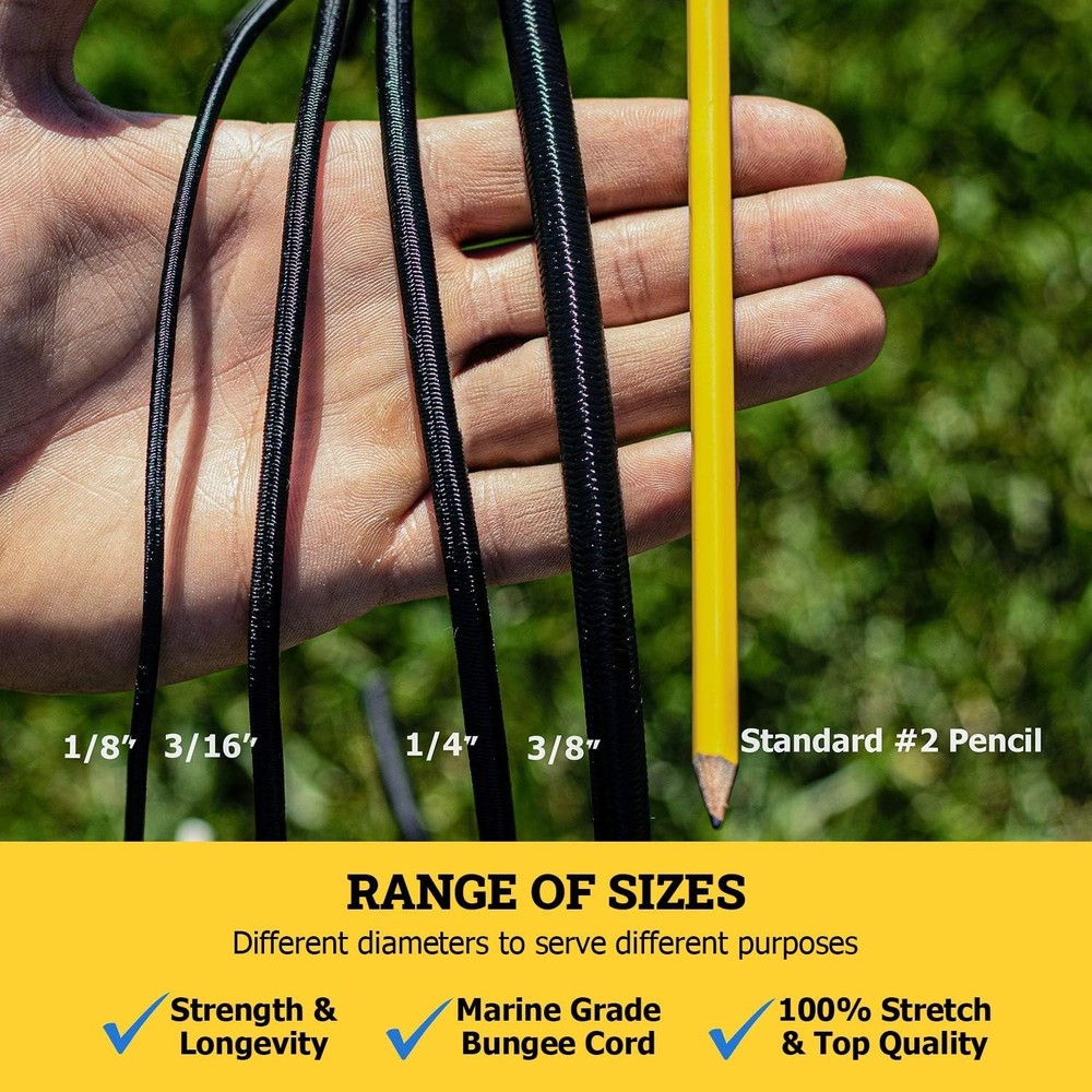 Durable Polyester Bungee Cord - DIY, Tie Downs