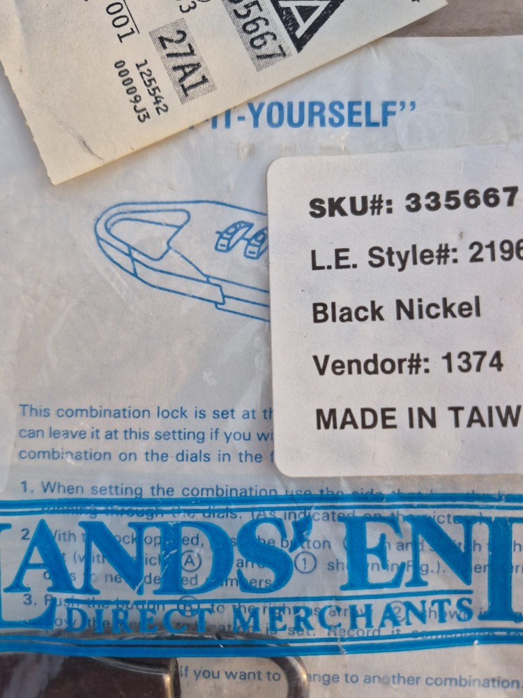 Lands End Combination Suitcase Lock New Never Opened