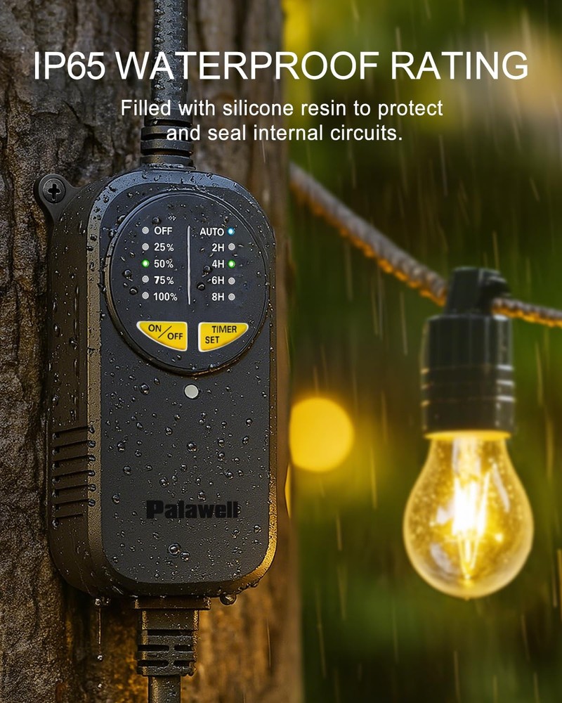 Outdoor Dimmer Plug for String Lights with Remote, 600W Plug-in Dimmer Switch...