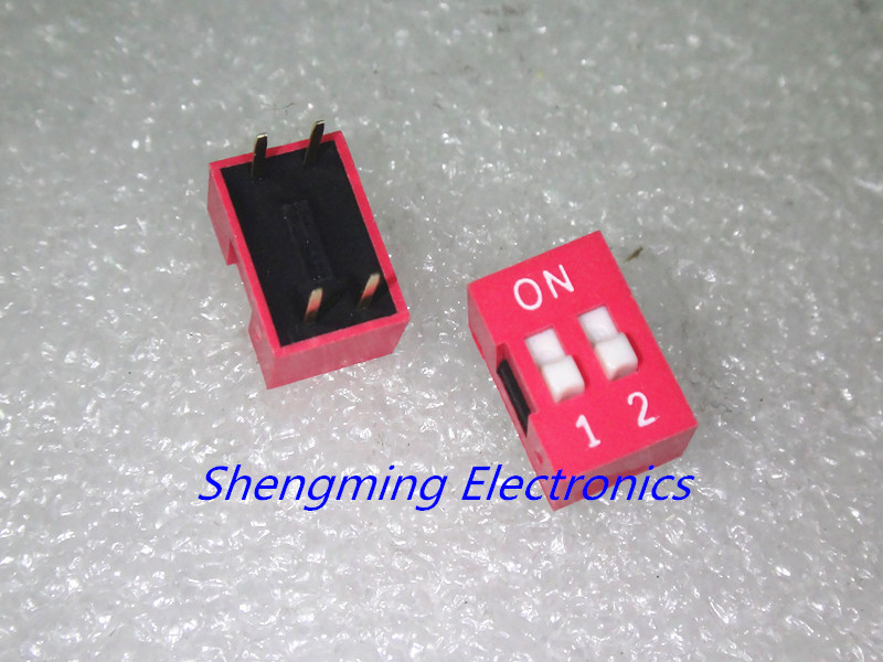 50PCS Slide Type Switch Module 2-Bit 2.54mm 2 Position Way DIP-4 Red Pitch