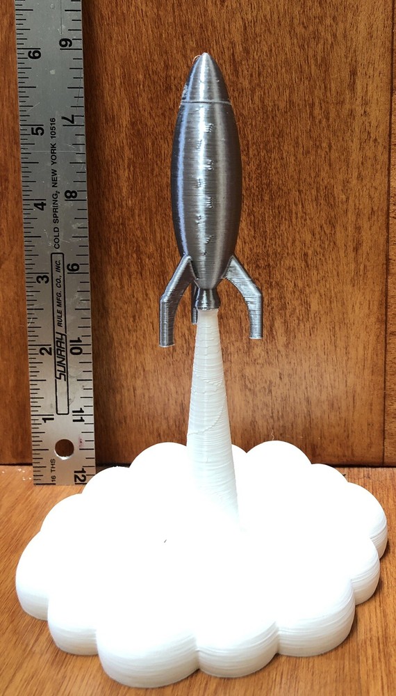 3D Printed Silver Or Gold PLA Plastic Rocket. Space, Graduation, Office gift