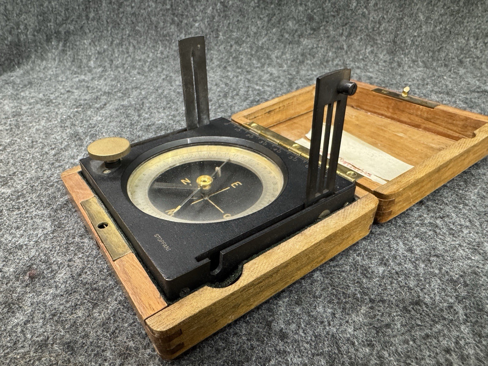 Antique Stoppani Engineering / Transit Compass in Wood Box