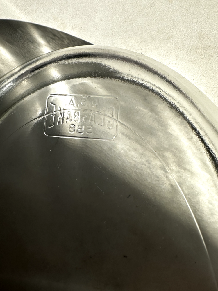 Silverplate Serving Bowl with GlasBake 558 Two-compartment Insert 11 1/2" Oval