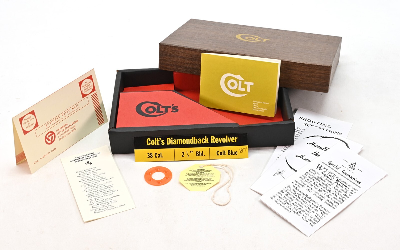 Colt Diamondback 2 1/2 Inch .38 1965-1973 2 Piece, Red Interior Box Plus. New