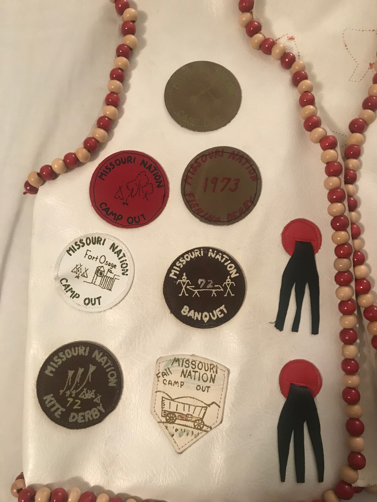 2 leather vests w/beads-Adult & Child-Crow-Powwow Regalia-1970s-Missouri Nation