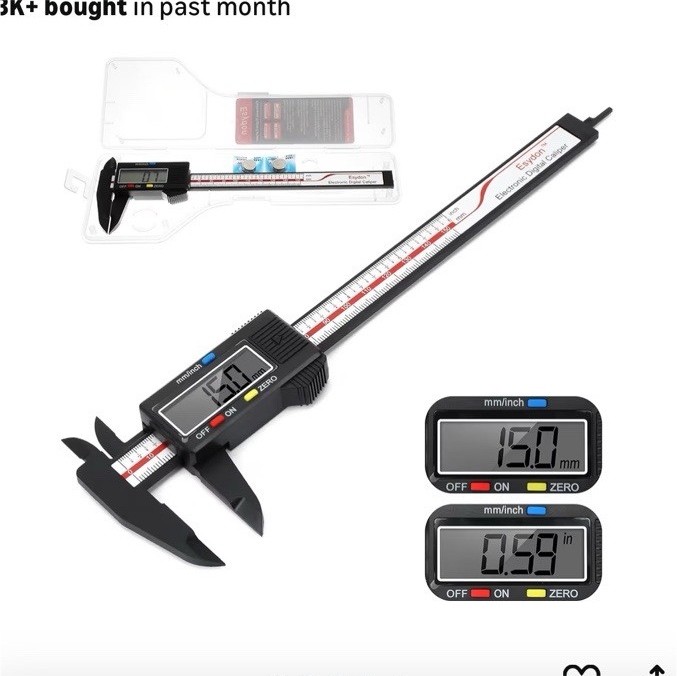 Esydon Digital Caliper 6in Electronic Large LCD Screen Plastic Case
