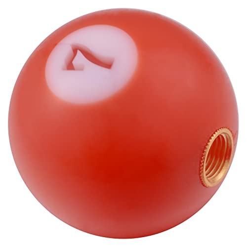Round Ball Shift Knob, Gear Shifter Knobs with 3 Adapters Head Orange Red