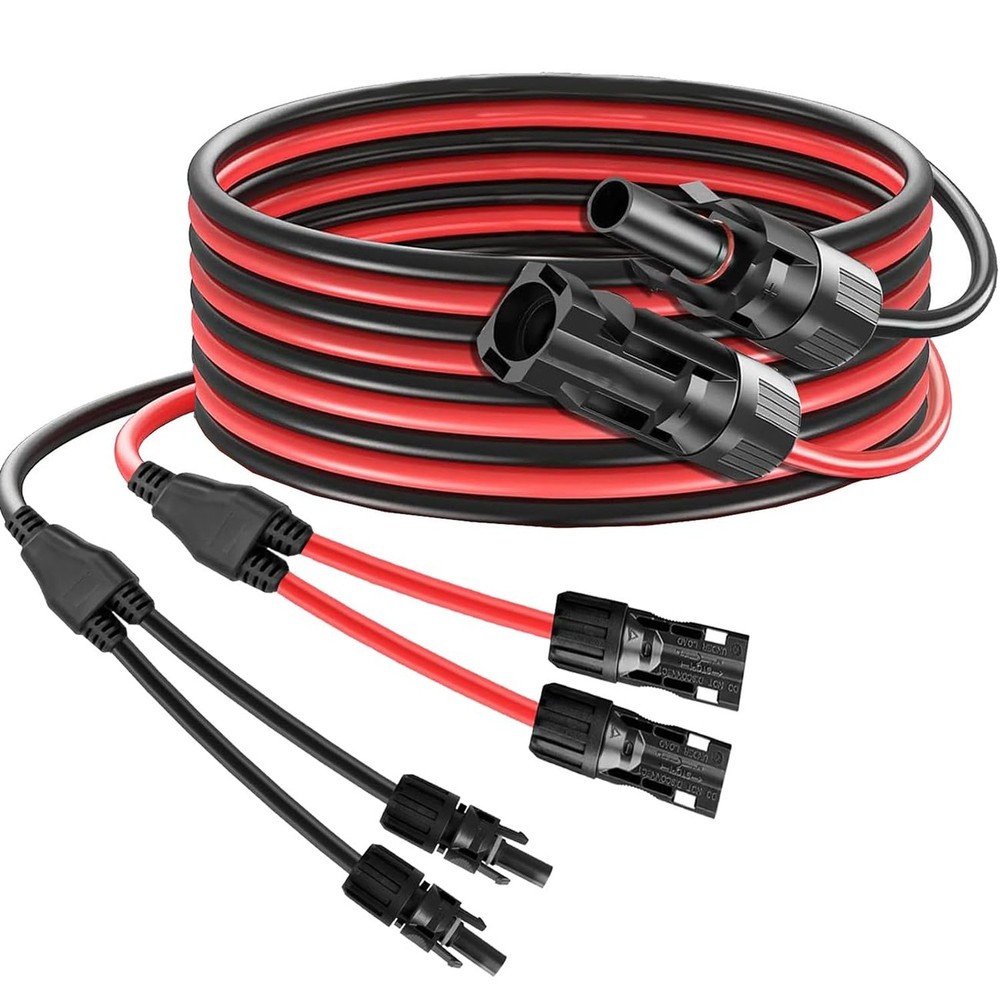 Solar Panel Extension Cable 10FT 10AWG, Solar Connectors Y Branch Parallel Ad...