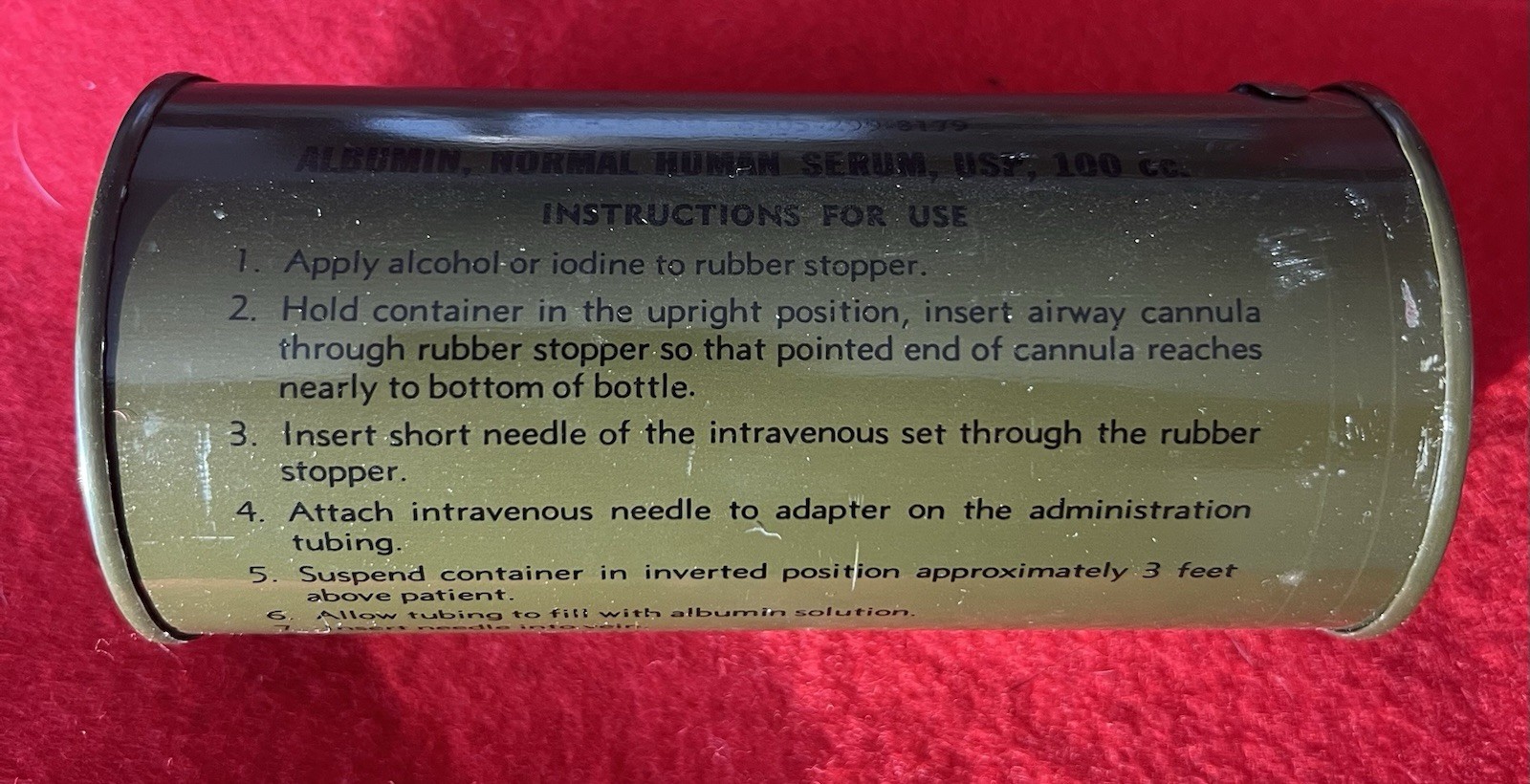 Vietnam War Era US Serum Albumin Can LRRP SEAL SOG MIKE FORCE First Aid Medic