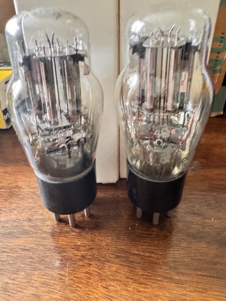 Matched Pair Type 19 Coronado ST Bottle Engraved Base Silver Plates Dual Triodes