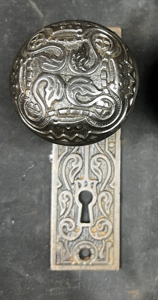 K&D / Taylor & Boggis Knobs, Plates, Key, & Mortise Lock. Complete. H-21100.