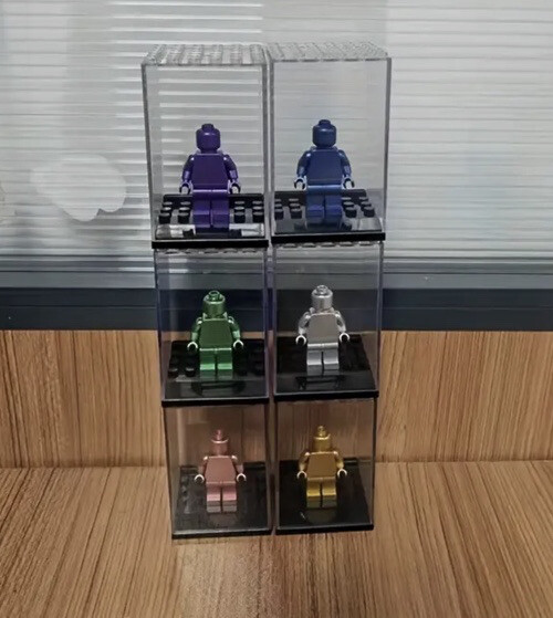 New Clear Black Base Display Case Box Suitable for Single Minifigures Stackable