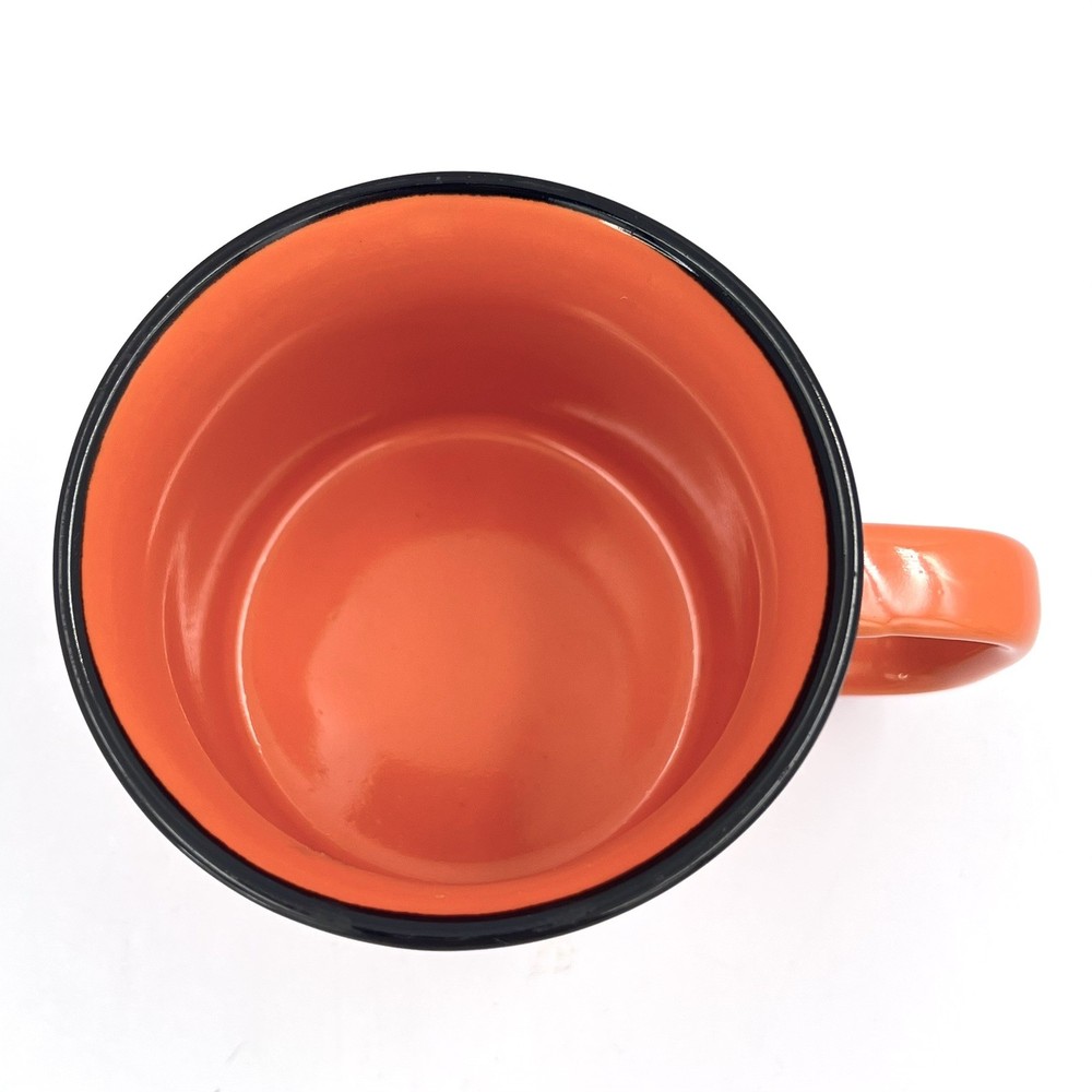BULLEIT FRONTIER WHISKEY MUG Orange Ceramic Cup Bourbon Bullet Camping