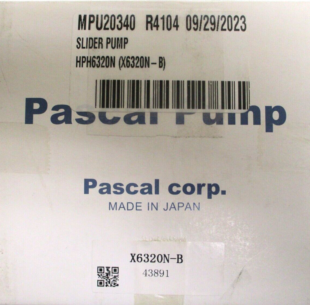 PASCAL PUMP , X6320N-B , COMPACT HYDRAULIC SLIDER PUMP , SURPLUS