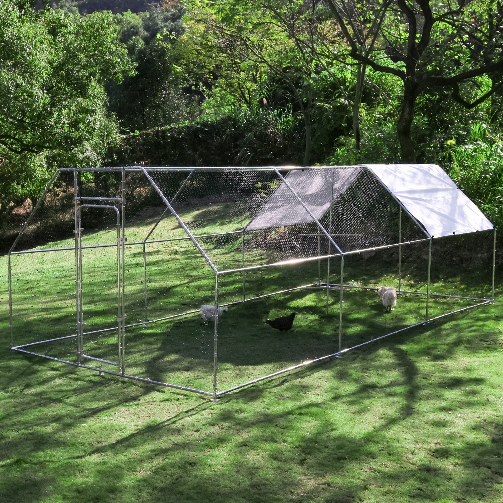 Walnest 20ft x 10ft x 6.5ft Large Metal Walk-in Chicken Coop Run Cage Hen House