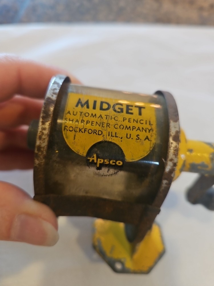 Vintage Apsco Yellow Midget Automatic Pencil Sharpener
