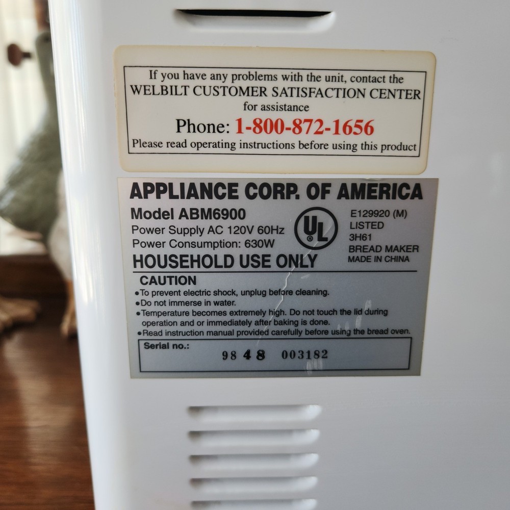 Welbilt White Large Bread Machine ABM6900