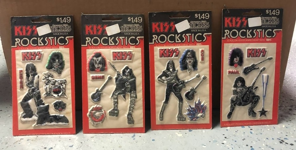 Vintage 1978 KISS Rockstics Puffy Sticker Set  Complete Sealed 4‑Pack RARE