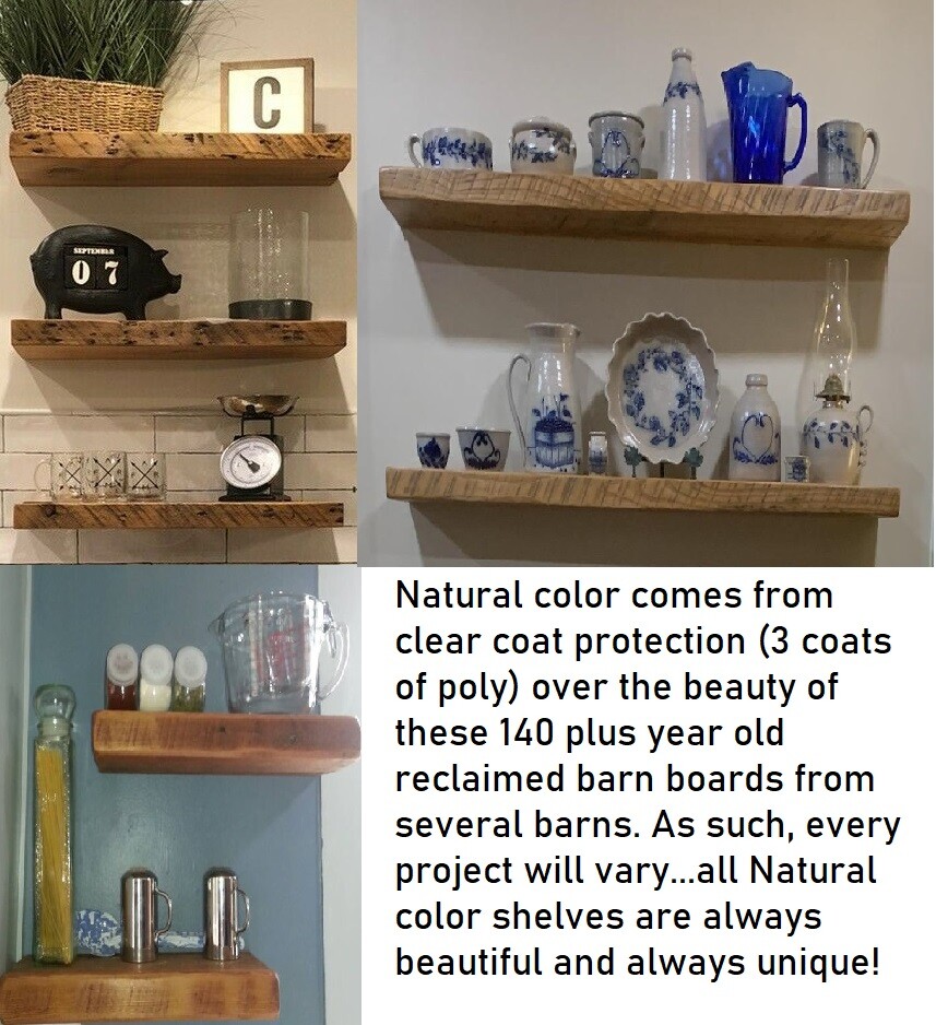 Floating shelf reclaimed barn wood Premium 2in thick floating shelves USA made