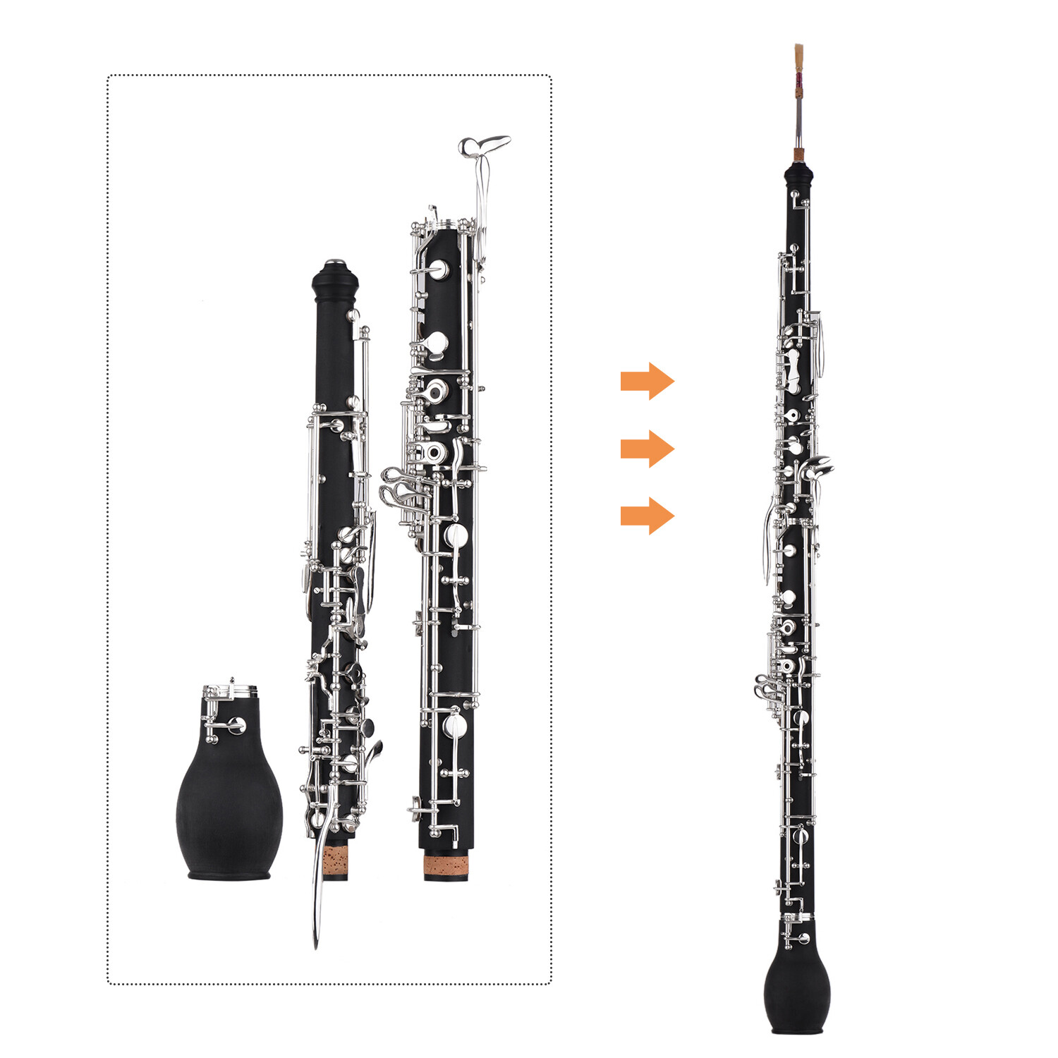 Professional English Horn Alto Oboe F Key Synthetic Wood Body Silver-plated Keys