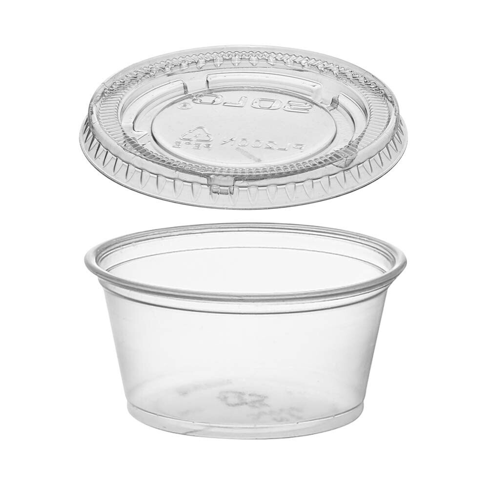 2-Ounce Plastic Portion Cups with Lids, Small Clear Plastic Condiment Cups