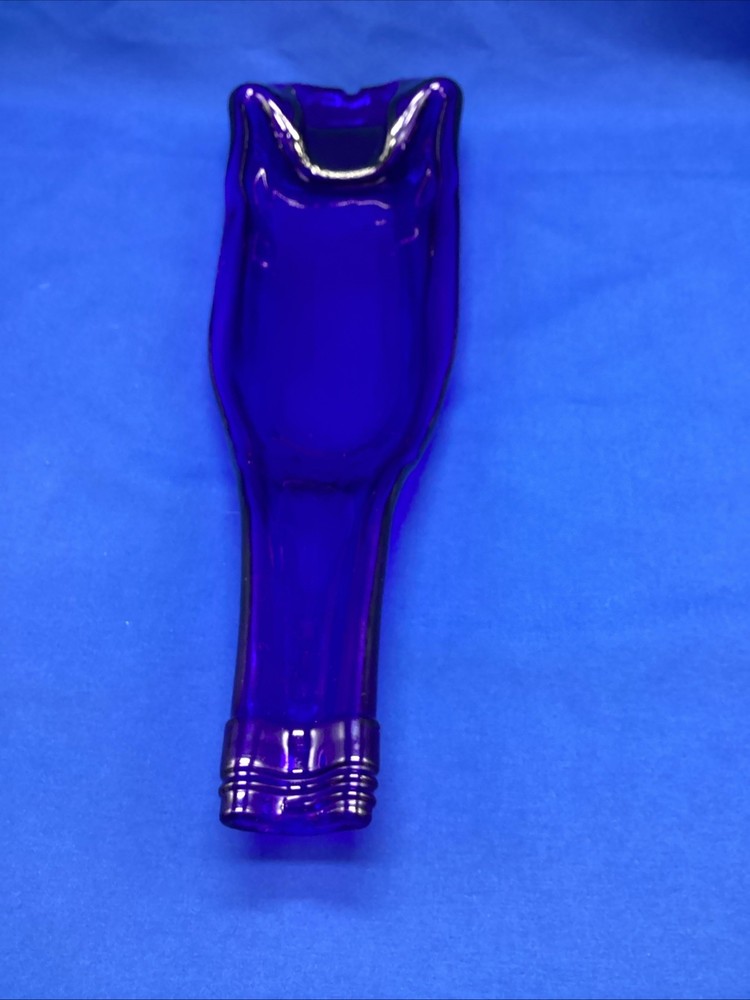 Melted Slumped Wine Bottle - Blue