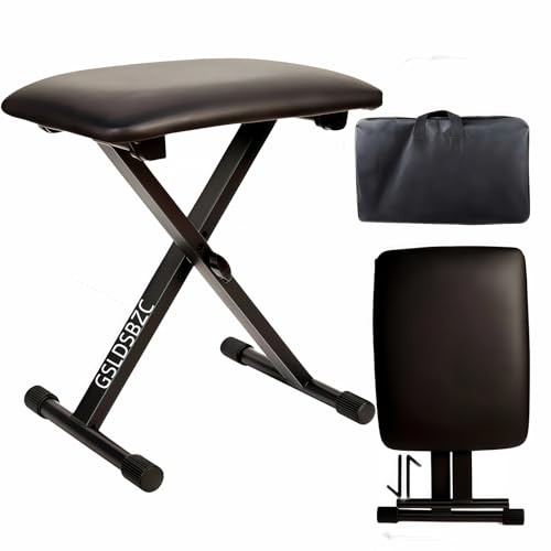 Adjustable Keyboard Bench, Folding Piano Stool Chair with 2.4" Thick Padded