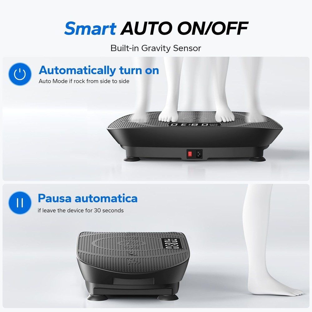 MERACH Vibration Plate Exercise Machine Bluetooth Silicone Pedal Auto Mode Black