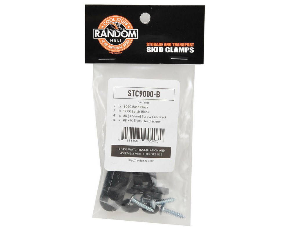 Random Heli 9.0mm Skid Clamp Assembly (Black) [RANSTC9000-B]