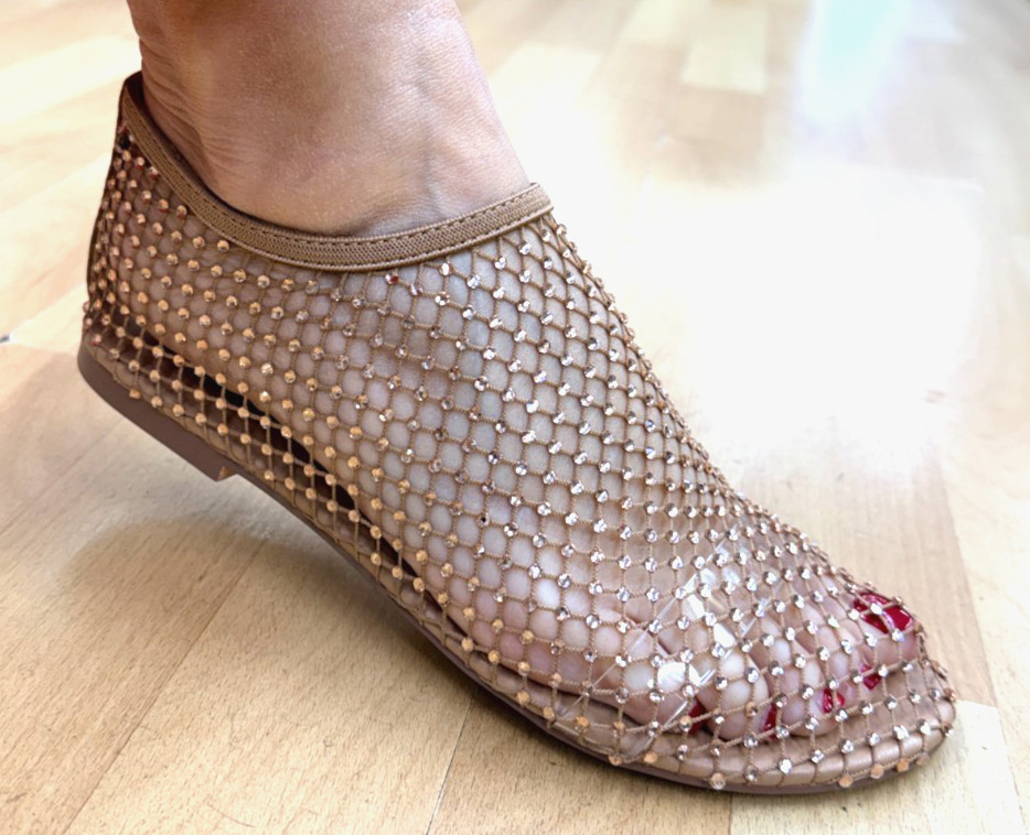 Steve Madden Mino-R Blush Rhinestone Flat Dress Sandal