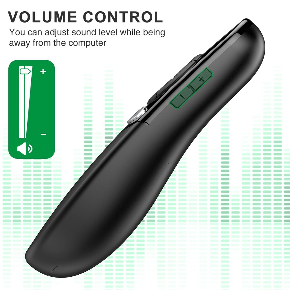 USB A and USB C Presentation Clicker Green Light, RF 2.4GHz Wireless Presente...