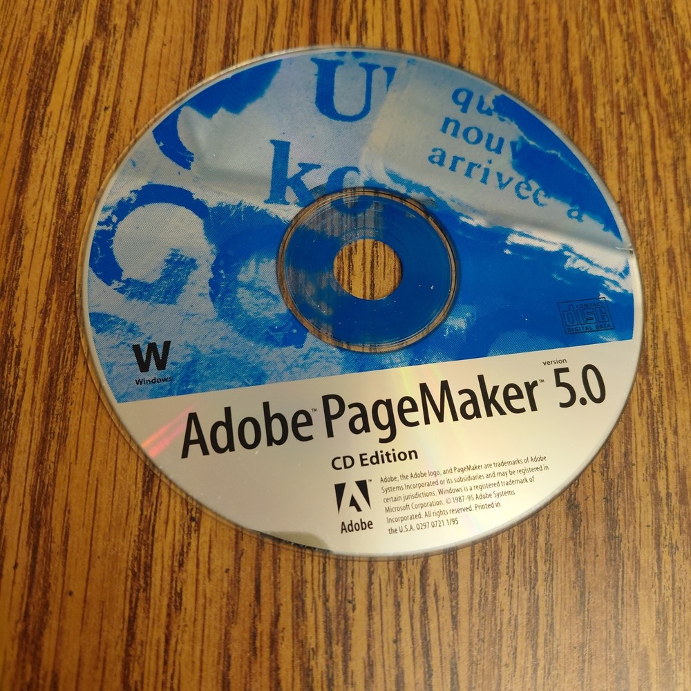 Adobe PageMaker Version 5.0 Windows CD Edition Disc Only No Product Key