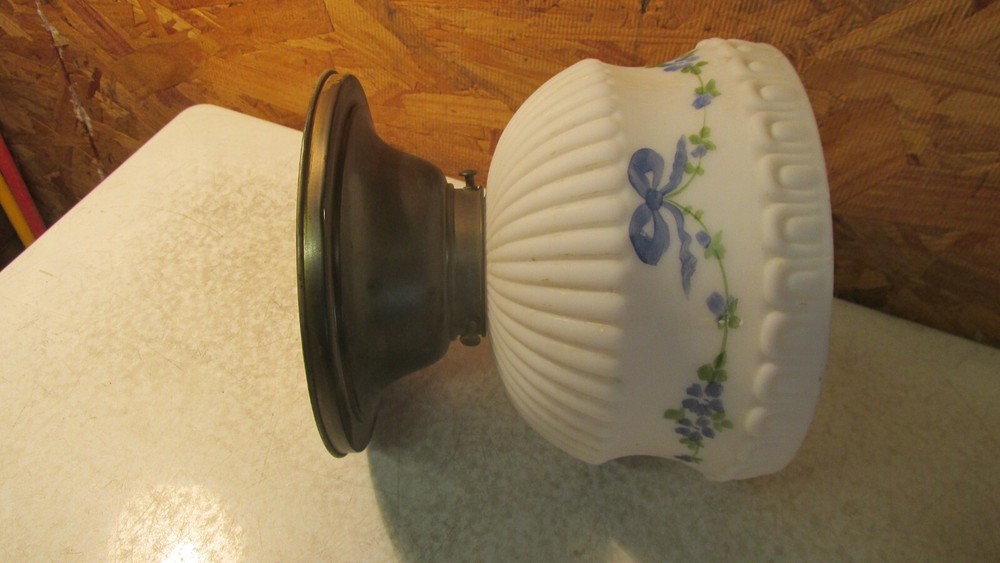 Antique Brass Ceiling Light Fixture & Shade with Blue Bows