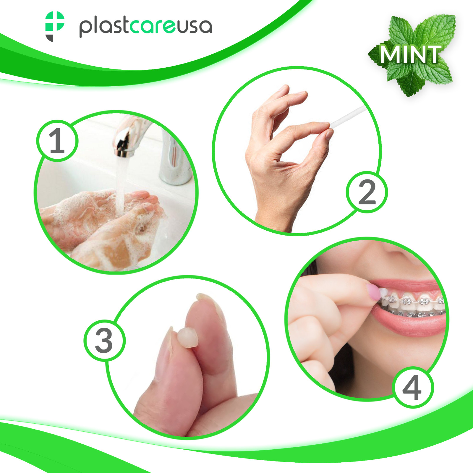 Mint Orthodontic Wax for Braces Clear Dental Wax Strips Brackets Wires, 50 Packs