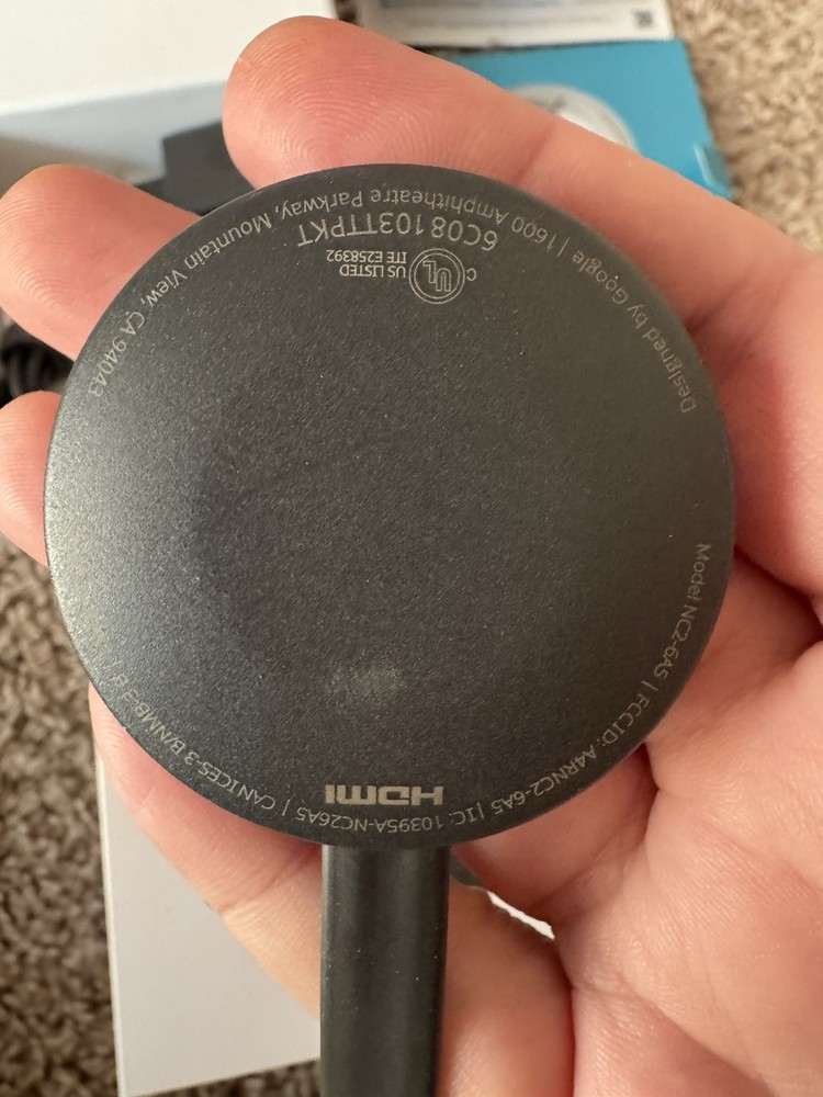 Google Chromecast (3rd Generation) US Power Adapter with Box Model NC2-6A5 & Box