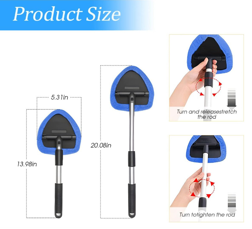Windshield Cleaning Tool Car Window Cleaner with Extendable Long Handle and 4...